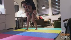Muscular Sheena Bathory Dominates Masked Intruder