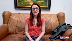 petite redhead dezi rae blowjob and masturbates with big toys!