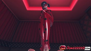 Ladybug Rule34 3D Hentai Femdom Animation - Hot Red Latex Suit Girl Gives POV Latex Footjob and Handjob, Then Reverse Cowgirl Fuck with Cum Inside Her Pinky Pussy