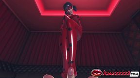 Ladybug Rule34 3D Hentai Femdom Animation - Hot Red Latex Suit Girl Gives POV Latex Footjob and Handjob, Then Reverse Cowgirl Fuck with Cum Inside Her Pinky Pussy