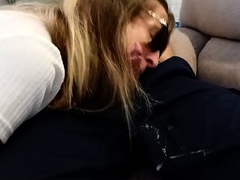 Blonde Babe's Clothes Ruined by Extreme Bukkake Before Work