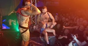 Stunning male pornstars fuck on stage and share restless bareback moments