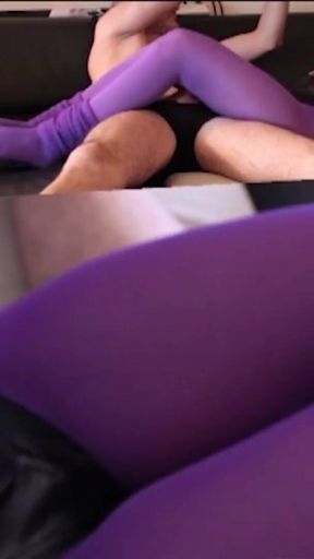 Purple nylon pantyhose head and legs