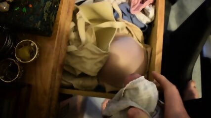 Using my mom s panties to jerk off and cum on her bra