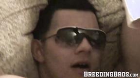 ”Slim tatted twink makes his frat bros shaft hard & cum loads”