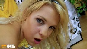 handsome dude bangs hard big tits and wet cunt of a cute teen after she fucks with a toy