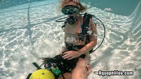Aquaphilias- Kelli Curtis Dakota Marr Underwater Lesbian SCUBA Sex in Micro Bikinis Pool Dive