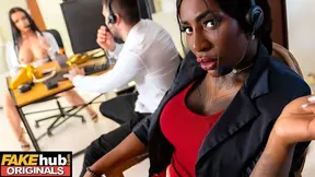 Sexhub - Busty black boss catches staff fucking at a call center and adds cum to her coffee