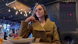 Public fun in changing room and restaurant with Lush remote controlled vibrator