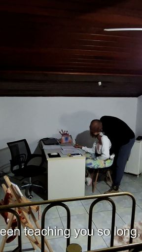 Student is going to take a test in the teacher's office and is seduced by him until she gives in and has sex   Clip 2