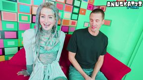 ALT pornstar Tests BIG WHITE DICK on casting couch - ATM, Deepthroat, facial cumshot