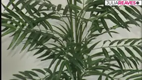 German retro babe gags on large cock, rides it hard