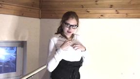 Sexy secretary deep anal and cum on glasses