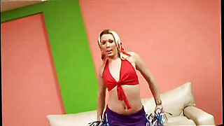Lovely tranny cheerleader fucks the guy's ass before giving him a good blowjob