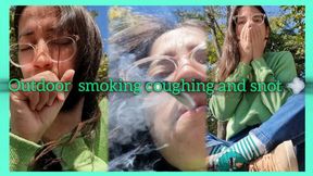 Smoking and immediately coughing