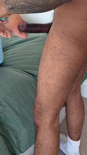 White Slut Uses Her Stinky Soft Soles to Milk Black Guy Hard
