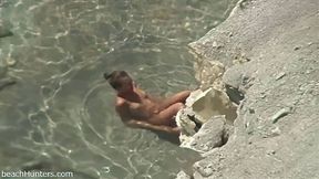 Horny couple thinks they can hide behind rocky coast (real voyeur)