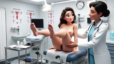 Curvy Brunette Woman Undergoes Professional Gynecological Examination While Completely Nude (AI generated)