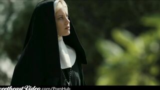 Busty Lesbian Nuns Eat each other out as Sister Secretly Watches