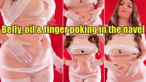 Belly Button, oil & finger poking in the navel (4k)