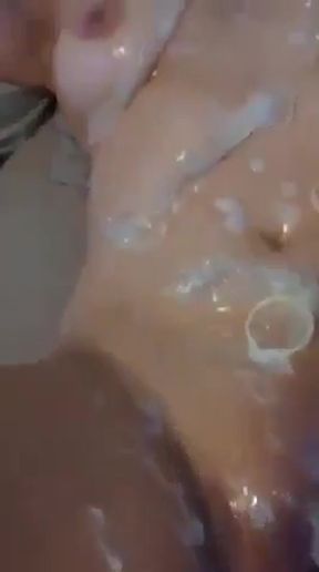 White amateur GF teases natural tits before creampied