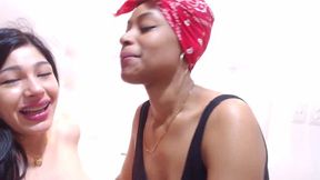 Asian-ebony Girl Couple Stimulate Each Other to Squirting Orgasms