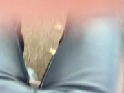 Leather pants outside .