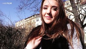 Magnificent young redhead babe on the street feels eager for lesbian passionate action