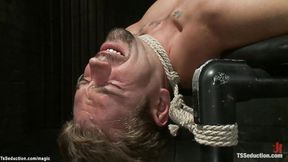 ”Huge cock Trans fucking bound man slave”