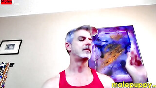 Nasty daddy Richard Lennox jerks off in the tub and blows cigarette smoke in your fac