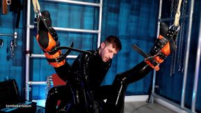 Using the Fucking Machine on the Rubber Gimp