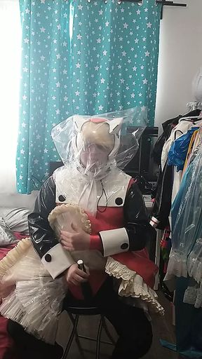 Pvc Cosplay With Eva Helmet, Bagging Breathplay, Kigurumi, Sissy