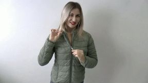 Zipper visible gorgeous in a short down coat MP4 HD 720p