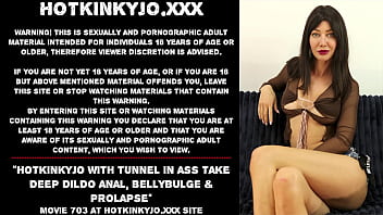 Hotkinkyjo with tunnel in ass take deep dildo anal, bellybulge &amp_ prolapse
