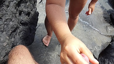 Fast Sucking & Fucking StepDaddy's Cock On Public Beach!