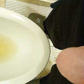 Daddy takes a piss and showing off soft cock