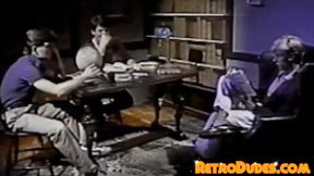 RetroDudes.com - Nerdy college students blow each other in the library