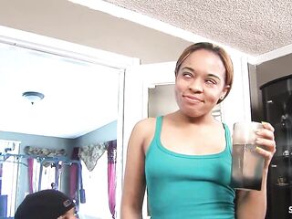 Ebony Black Step-Sister tempt Step-Brothers Large Ebony Knob most excellent Ally to Bang when home alone