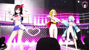 3 Teens With Big Boobs Dancing (3D HENTAI)