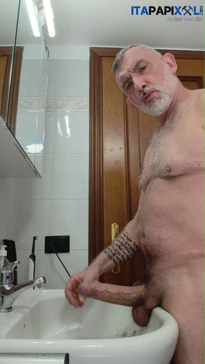 Mature Big Uncut Daddy Cock Itapapixxl Is Shaving His Beard and Trimming Down, Epic Cumshot