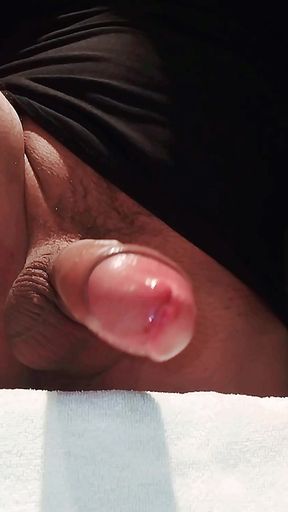 Thick cock jerks off in the bathroom, cumshot replay and ass tease