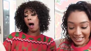 Ebony stepmom Misty Stone and step-daughter Sarah Lace xmas three way fun