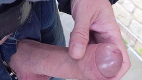 Big Uncut Cock Close up Outdoor Masturbation Wearing Denim Shorts - Rockardglans