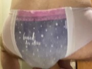 Riding a big dildo in my wet diaper