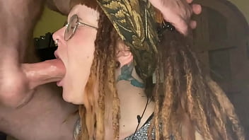Cute Nerdy Girl Reviewing A Big Cock
