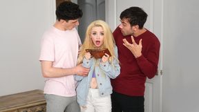 Stepbrothers plunge Lola Fae's tight hole with thick dicks in wild three-way sex