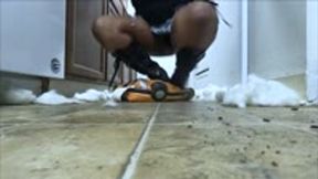 Food and object crush - Goddess MXDominion Shreds Toy Car in Sexy Black Boots, boot domination, female domination, stomping 1080