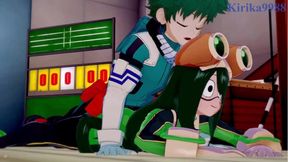 Tsuyu Asui and Izuku Midoriya have Intense fucking in a gym warehouse. - My Hero Academia Hentai