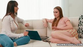 Lexi the MILF turns up the heat on her young brunette Laney