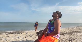 My stepbrother and I went to the beach